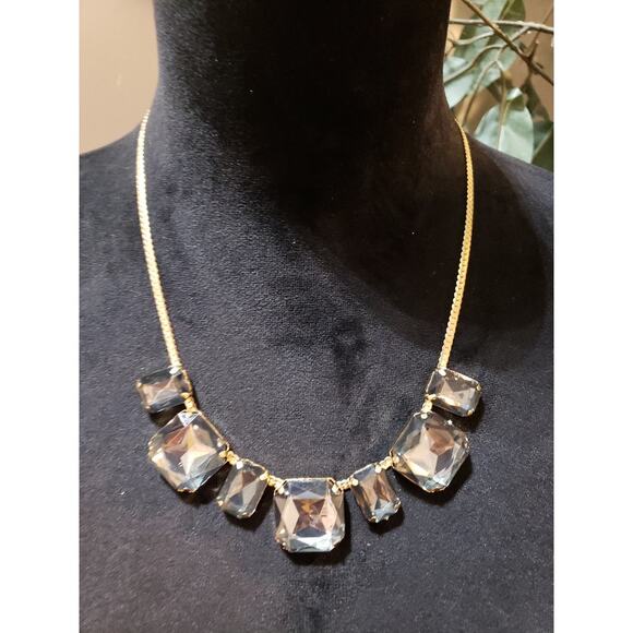 Womens Gold Tone Faceted Crystal Squared Away Collar Necklace with Lobster Clasp - Picture 2 of 6